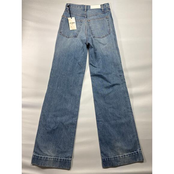 NWT Re/Done Women's Vintage Fade 70s Pocket Wide Leg Jeans - Size 24 (25x33.5) - Picture 2 of 6